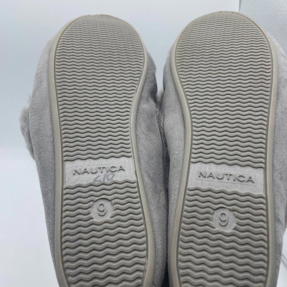 NAUTICA Women's FAUX FUR LINED step in slippers w/sole in GRAY sz 9 US -  VGUC - Picture 5 of 7